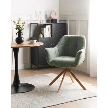 Otočná jídelní židle světle modrá potažená buklé látkou s čalouněným sedákem a zakřiveným opěradlem jídelna ve skandinávském stylu Beliani