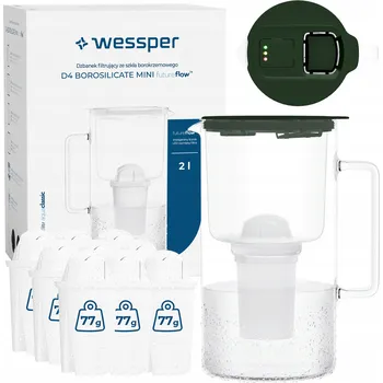 Filtrace vody Filtrační konvice skleněný Wessper D4 BOROSILICATE MINI FF GE + 10x filtr
