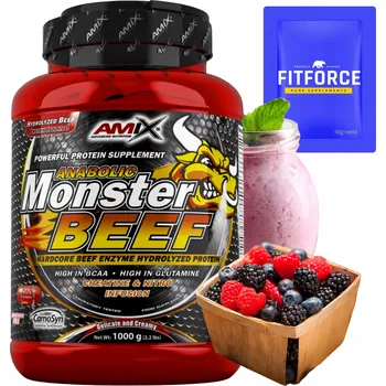 Protein AMIX MONSTER BEEF 1000 g hydrolyzovaný HOVĚZÍ PROTEIN Lesní Ovoce