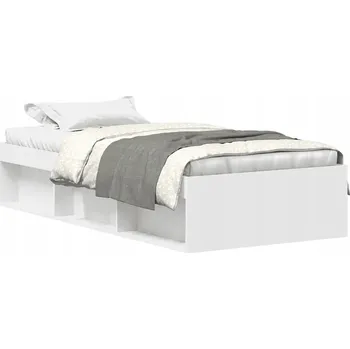 Postel Bílý rám postele se 6 přihrádkami 193 x 78 x 35 cm