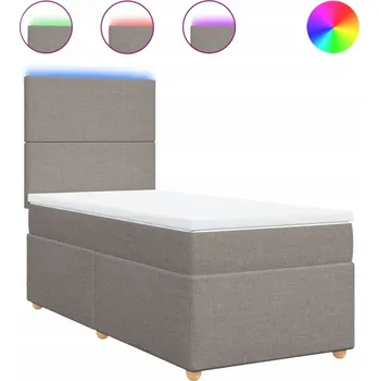 Postel Kontinentální postel taupe 200 x 80 x 140,5/150,5 cm s LED osvětlením a topperem