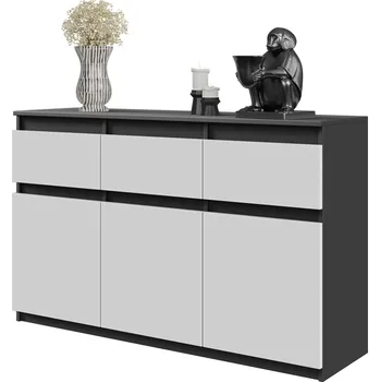 Komoda Komoda Furnica 120 cm antracitová, moderní, 3 zásuvky, 3 dvířka