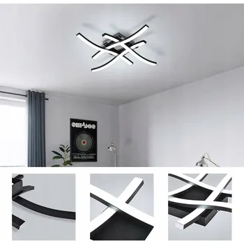 Stropní svítidlo LED 42W S DÁLKOVÝM OVLADAČEM, 3 TEPLOTY SVĚTLA, ČERNÉ VLNITÉ LIŠTOVÉ