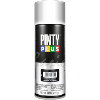 Barva ve spreji PintyPlus Univerzální saténový lak ve spreji RAL 9005 Černá polomatná 400ML