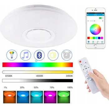 STROPNÍ SVÍTIDLO RGB S BLUETOOTH REPRODUKTOREM LED 60W S DÁLKOVÝM OVLADAČEM A APLIKACÍ