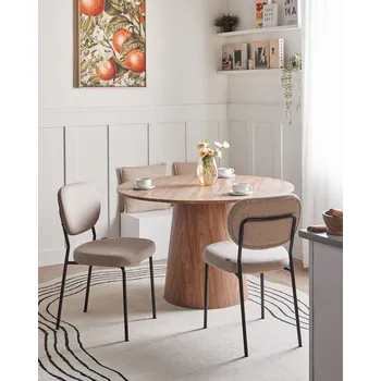 Sada 2 jídelních židlí světle hnědá látkové čalounění bez područek snadná údržba minimalistický skandinávský styl kuchyně jídelna Beliani