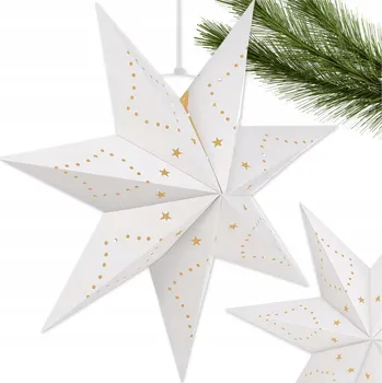Vánoční dekorace VÁNOČNÍ HVĚZDA SKLÁDACÍ DEKORACE PROLAMOVANÁ 3D NA OKNO VÝLOHA 45CM VELKÁ