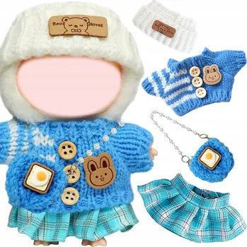 Doplněk pro panenku OBLEČENÍ PRO PANENKY LABUBU KABELKA ŠATY SADA 4 KUSY MODRÁ