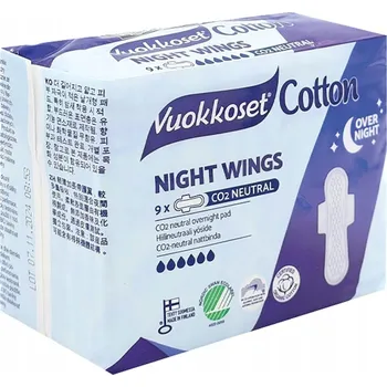 Eko noční vložky s křidélky Vuokkoset Cotton Long 9 kusů absorpční
