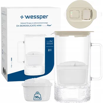 Filtrace vody Filtrační konvice Wessper D4 Borosilicate Mini FutureFlow 2 l béžová