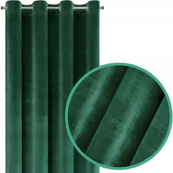 Obraz Sametová Závěs s očky, 140x250 cm, hotová Láhvově zelená