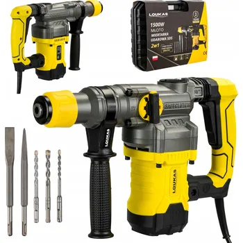 Vrtačka PŘÍKLEPOVÁ VRTACÍ KLADIVO LOUKAS 1500W SDS+ 2V1 VRTÁNÍ S PŘÍKLEPEM A OTOČNÉ VRTÁNÍ KUFR SADA