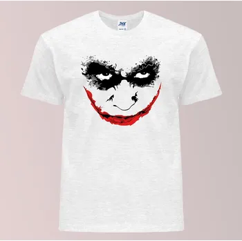 Pánské tričko panske_levne_tricko_potisk_usmev_Joker Barva: Ash melange - popelová směs, velikost: 3XL