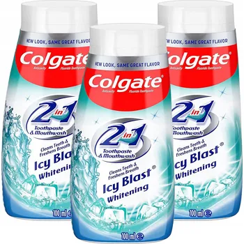 zubní pasta Colgate Bělící zubní pasta 2v1 s ústní vodou Icy Blast 3 x 100 ml