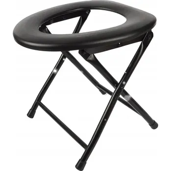 Obraz SKLÁDACÍ PŘENOSNÁ WC ŽIDLE STABILNÍ OCELOVÝ RÁM NOSNOST 100 KG