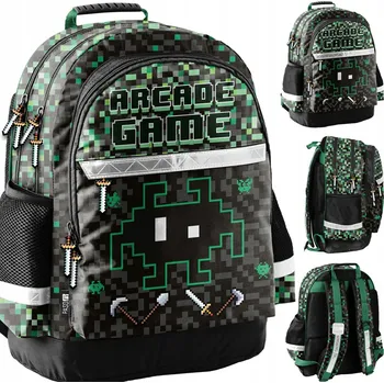 Školní batoh Paso 1-3. třída s více přihrádkami, školní aktovka na arkádové hry, černá