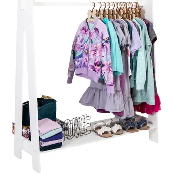 Věšák Montessori House Bed Dětský dřevěný věšák na oblečení - verze 1-Bílý