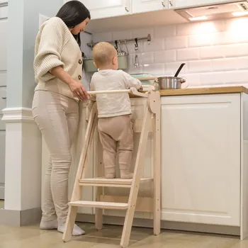 učicí věž Family-scl Skládací dětská učící věž-Růžová