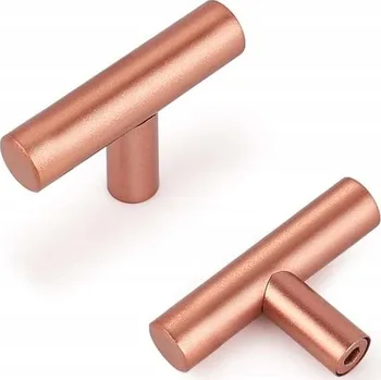 Nábytkové kování Nábytková úchytka reling na skříňky a zásuvky, měděná barva, tvar T, 5 cm, 12 Ks