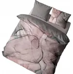 ŠEDO-RŮŽOVÉ POVLEČENÍ VZOR MRAMOR KAMEN SATÉN BAVLNA 160x200