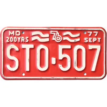Plechová cedule Americká SPZ Missouri 1976 Red STO-507