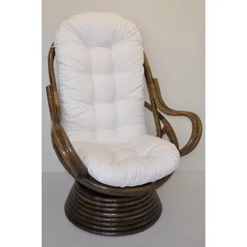 Křeslo Ratanové houpací křeslo Swivel hnědé