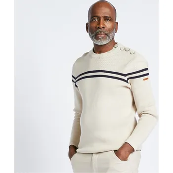 Pánský svetr TRIBORD Pánský námořnický svetr 2XL BÉŽOVÁ|MODRÁ