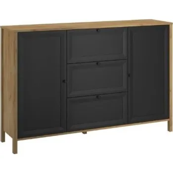 Komoda Prostorná dvoudveřová komoda se zásuvkami do obývacího pokoje Brent - Mebelbos Dub Craft Zlatý / Černá 150x99 cm