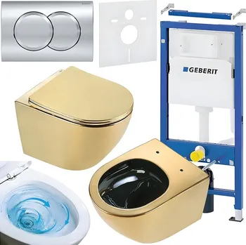 Klozet BPS-koupelny Podomítkový modul Geberit DuoFix s WC mísou FW-GL-BL-TR-03 + ovládací tlačítko Delta 01 chrom