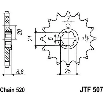 Řetězová sada pro motocykl Řetězové kolečko JT JTF 507-14 14 zubů, 520