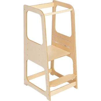 učicí věž Montessori House Bed Montessori učící věž – bezpečný krok k samostatnosti dětí-Přírodní bříza