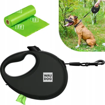 Vodítko pro psa Vodítko pro psa, reflexní, s nádobou, černé, vel. M, 5 m