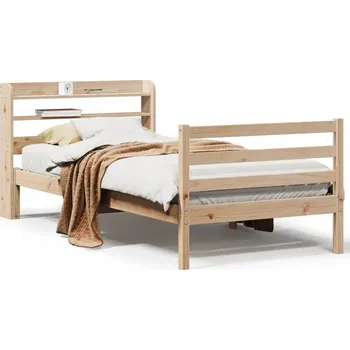 Postel Dřevěná borovicová postel 221,5x110x82 cm s poličkami, bez matrace