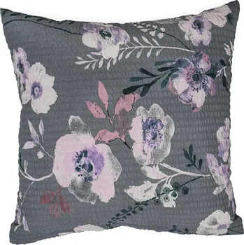 Povlak na polštář krep Kvítí na šedém 40x50 cm