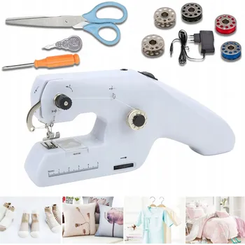 MINI PŘENOSNÝ RUČNÍ ŠICÍ STROJ + KREJČOVSKÁ SADA Nitě Jehly