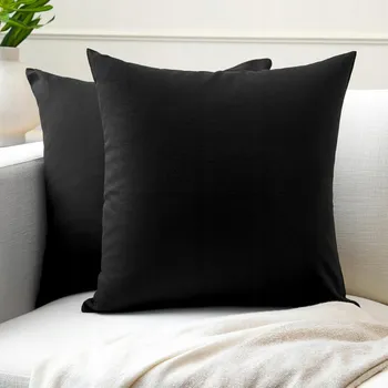 Povlak na polštářek Povlak na polštář se zipem, Černá barva, 50 x 50 cm, 2 kusy