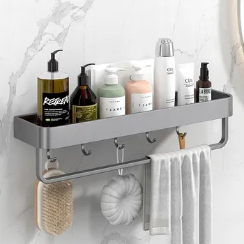 ZÁVĚSNÁ KOUPELNOVÁ POLICE DO SPRCHY ŠEDÁ 50CM