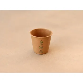 Jednorázové nádobí Papírový kelímek PLASTIC FREE hnědý 100 ml (4 oz)