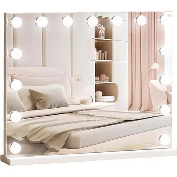 Zrcadlo ZRCADLO STOJÍCÍ LED 58x43 cm Zrcátko na Make-up Podsvícené Hollywood USB