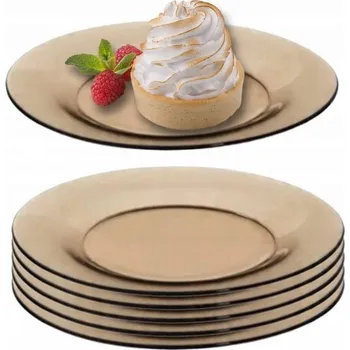 Talíř Dezertní talíře SADA 6 ks talířů na snídani 19 cm hnědé kouřové