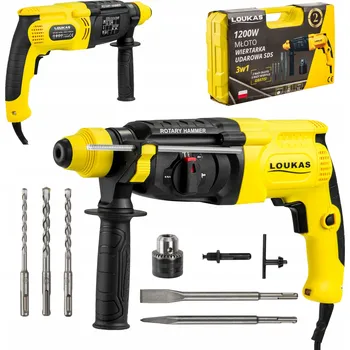 Vrtačka VRTACÍ KLADIVO PŘÍKLEPOVÁ VRTAČKA LOUKAS 1200W SDS+ 3V1 230V SILNÁ SADA