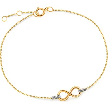Náramek Diamantový náramek nekonečno, žluté zlato, 14K IZBR524 + dárkové balení LUXUS zdarma