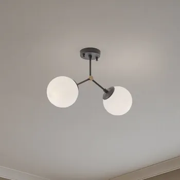 Opviq Stropní světlo Damar, černé, sklo, 2 žárovky, délka 44 cm - Stínidla na lampu - Ø 15 cm, výška 15 cm černá, bílá 2 x 40 W - Doprava zdarma