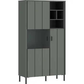 Knihovna Vitrína Shirley - Meble Wojcik Šedozelená/ Antracit 82.1x156 cm