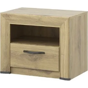 Noční stolek Skříňka s nikou a zásuvkou do ložnice Sapori - Mebelbos Světlý dub 56x45 cm