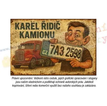 Plechová cedule Retro cedule - Řidič kamionu - Plast / A5 ( 20x15cm)