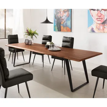 Jídelní stůl DELIFE Jídelní stůl Edge 300x100 akácie hnědá kov šikmý Live-Edge