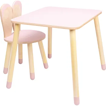 Dětský stůl Family-scl Dětská sada židličky se stolem Bunny-Růžová / Přírodní