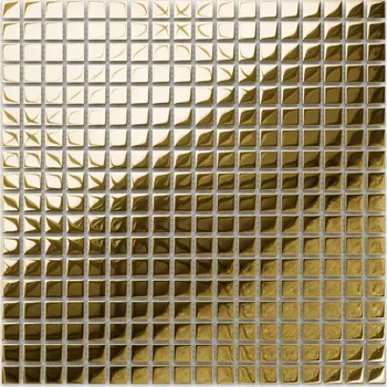 Obklad SKLENĚNÁ MOZAIKA MINI GOLD SQUARE ZLATÁ METALICKÁ mozaika 30 x 30 cm
