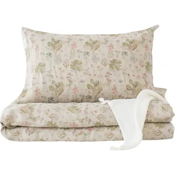 Povlečení Linen Tales Dětské lněné povlečení - květinový vzor-140x200 / 50x70 cm